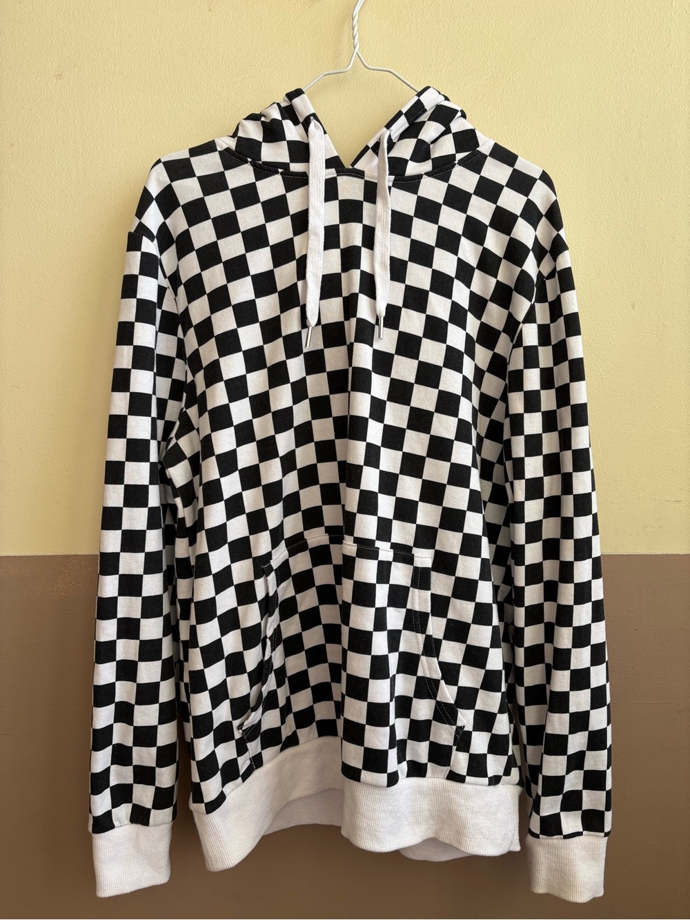 Checkerboard Black and White Pullover Hoodie